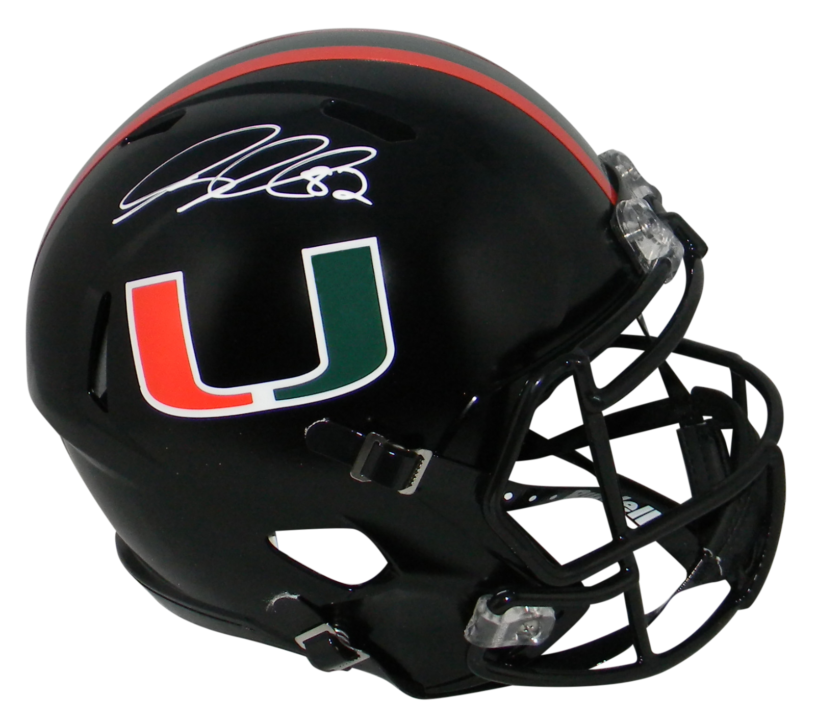 Greg Olsen Autographed Signed Miami Hurricanes BLACK FULL SIZE SPEED HELMET BECKETT 