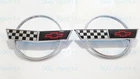 2PC 1984-1996 C4 Corvette Chrome Front Nose Hood Rear Gas Lid Cross Flags Emblem