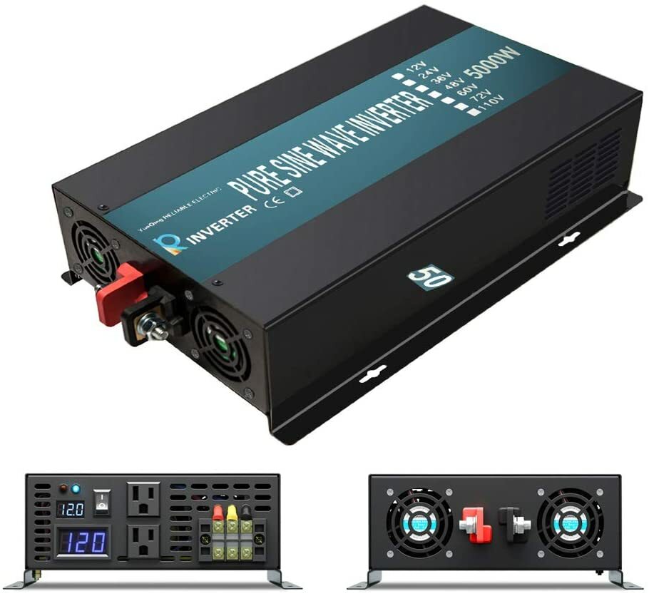 5000W Pure Sine Wave Inverter 60V DC to 120V/240V AC Power I