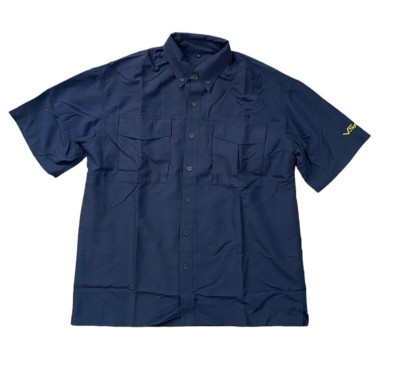 NEW Okuma High Performance Fishing Utility Shirt Mens Small Blue Vented Relaxed