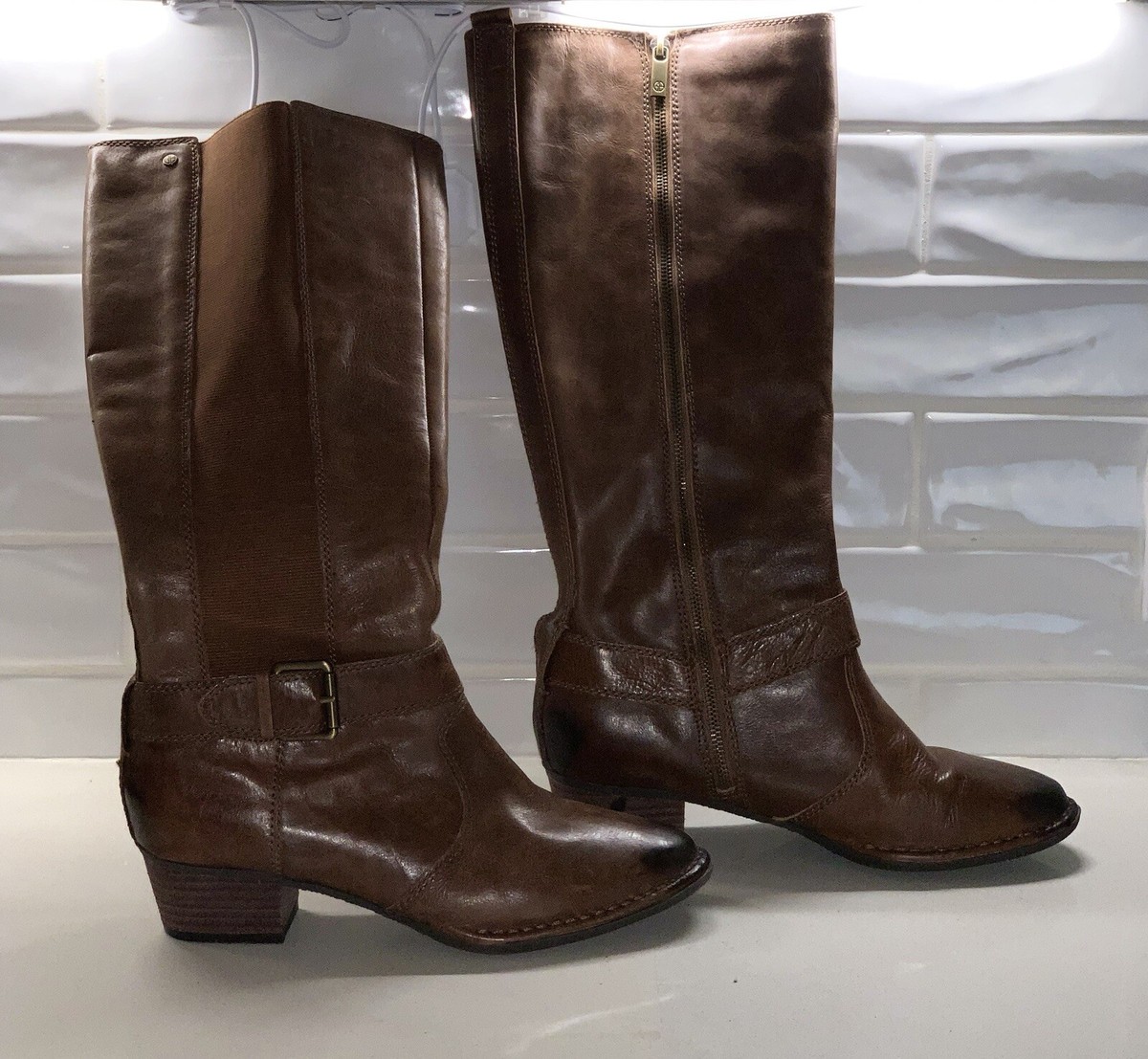 Giani Bernini Allcott Round Toe Leather Knee High Womens Brown Boot Size  10M