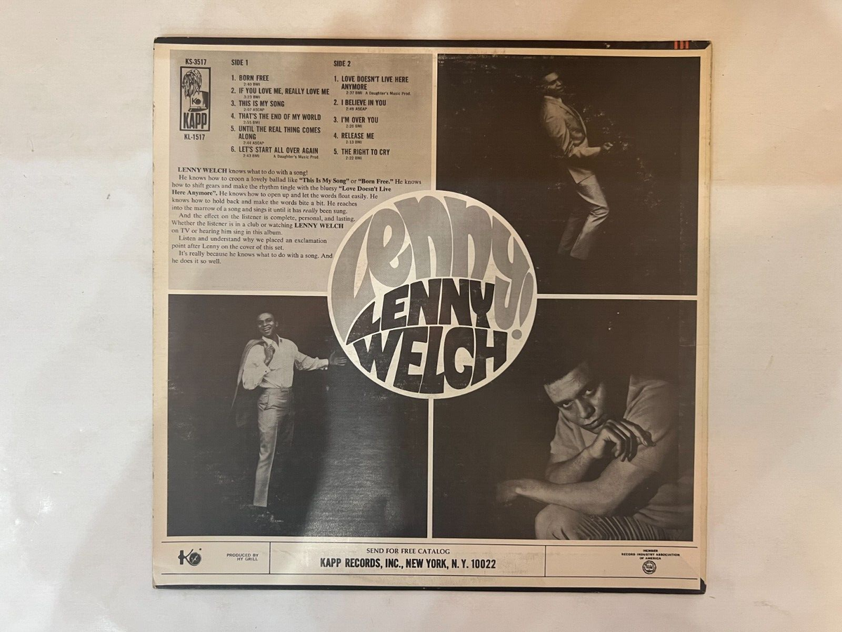 Lenny Welch – Lenny! LP- Kapp Records – KS-3517 | eBay