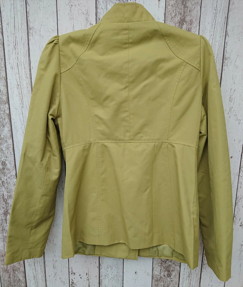 George Mustard Green 3 Button Double Breasted Ladies Swing Coat