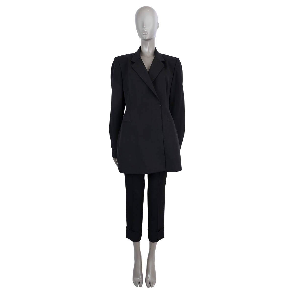 68726 auth ALAIA black wool gaberdine A TAILORED Blazer