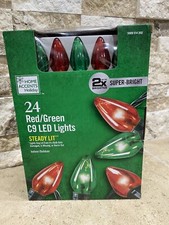 Home Accents Holiday 24 Red / Green C9 Steady Lit LED Lights Super Bright
