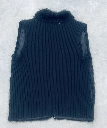 Vintage KIKIT Maurice Sasson Black Fur Vest Women’s Medium 90s Grunge Furry - Picture 6 of 6