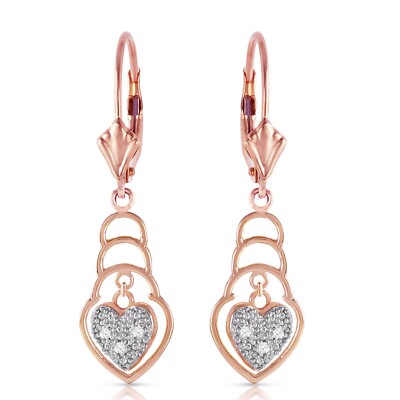 14K. MASSIVE GOLD LEVERBACK OHRRINGE MIT DIAMANTEN (Roségold)