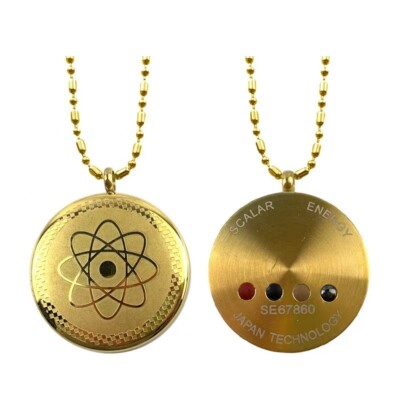 Golden Stainless Steel Pendant Necklace Quantum Scalar Energia Cuantica Iones