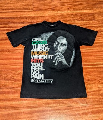 Vintage Bob Marley 90s One Good Thing About Music Rasta Big Print T-Shirt sz L 