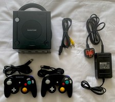 Nintendo Black GameCube Console With 2 Controllers/leads-Tested & New Battery