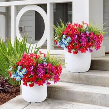 22 Bundles Artificial Flowers for Front Door Fake Pansies Outdoor Plants UV R...