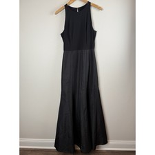 Alfred Sung Black JERSEY BODICE MIKADO Full Length Gown Dress Sz 8 D737