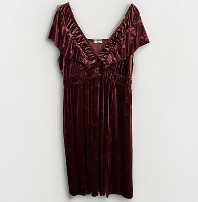 Eyeshadow Womens Luxe Velvet Midi Dress Size 1X Witchy Whimsigoth Autumn Wedding