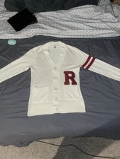 Hip Hop 50’s Shop Letterman Cardigan R Sweater Retro Mens XL MINT