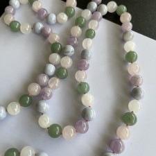 Polished Quality Beaded Necklace Knotted Amethyst Agate Rose Quartz Jade 31in