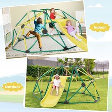 8FT Dome Climber Kids Toddler Climbing Frame w/ Slide Geometric Climbing Dome
