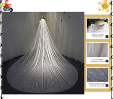 Wedding Veil Long Cathedral Bridal Veils Luxury Glitter Sparkly Bling 118"L