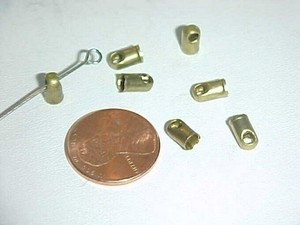 100 VINTAGE BRASS HOLED 7x4mm CRIMP SHUT END CAPS L736