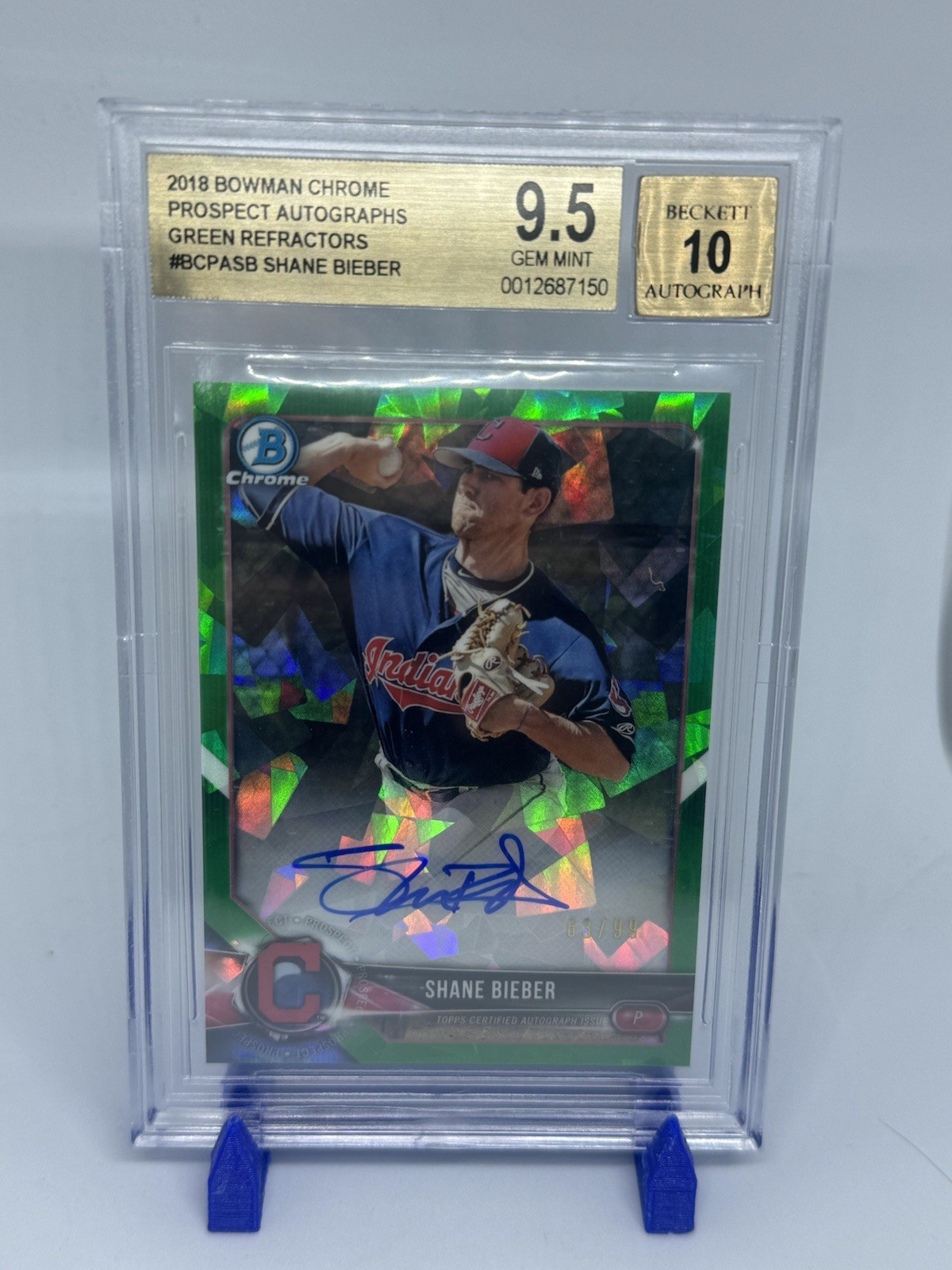 SHANE BIEBER 2018 BOWMAN CHROME AUTO GREEN REFRACTOR 15/99 Bgs 9.5 MINT RC 🔥🔥