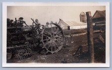 1950's PHOTO ANTIQUE FARMALL TRACTOR + STANDARD OIL TRUCK + BARN + SILO*SNAPSHOT