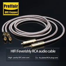 Pair HIFI Gold Plated RCA to RCA Plug Cable Hi-end Signal Interconnect Wire