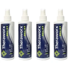 4 Pack Theraworx Relief Fast-Acting Spray for Leg Muscle & Foot Cramps 7.1oz Ea
