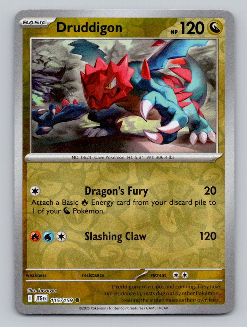 Druddigon 115/159 Common Journey Together Pokemon Reverse Holo Near Mint