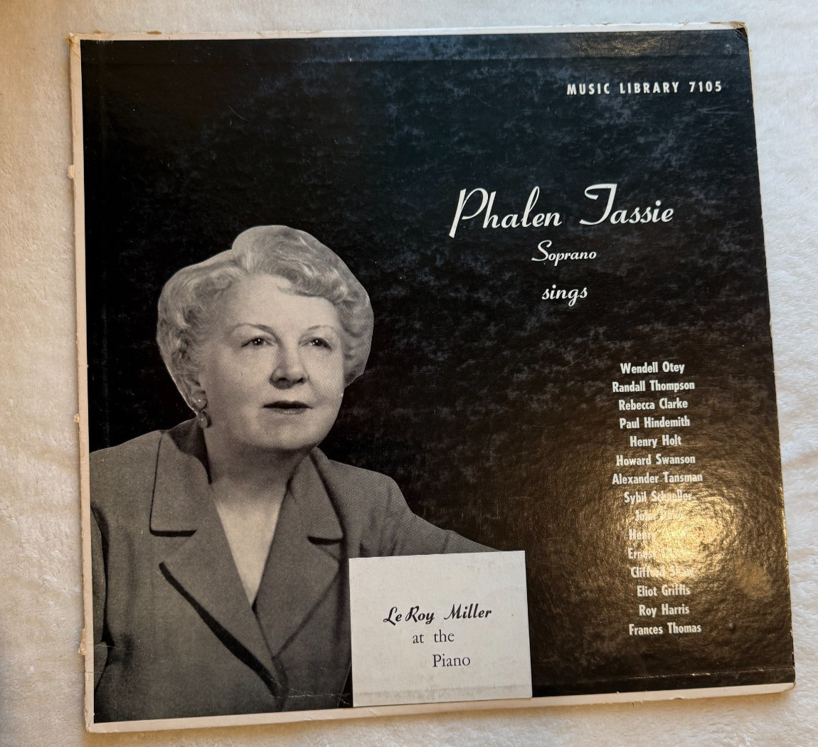 1965 PHALEN TASSIE Soprano Sings Music Library 7105 Lero Miller LP Vinyl Vintage