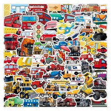 100pcs Vehicle Stickers for Kids Waterproof Vinyl Transport Decals