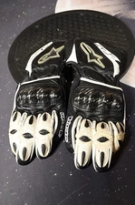 Alpinestars Stella SP-2 Motorcycle Gloves Womens L Black White Leather Armor