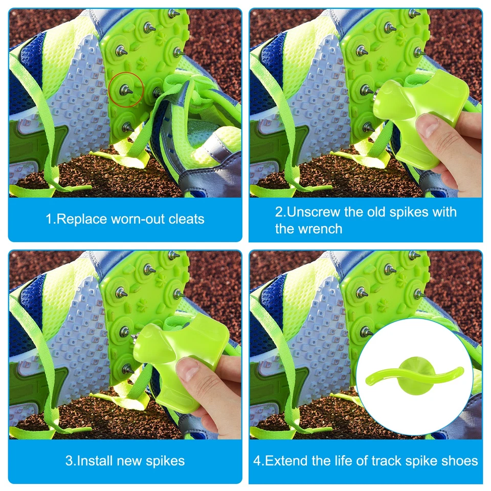 32Pcs 1/4" Carbon Steel Track Spikes Replacement Spikes w Wrench, Black Silver - Image 4 of 4