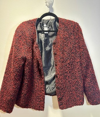 VINTAGE First Option Red Black Button Front Lined Jacket Women's Large