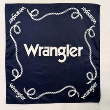 Wrangler Bandana Western Vintage Navy Blue Rope Cowboy Rodeo Handkerchief