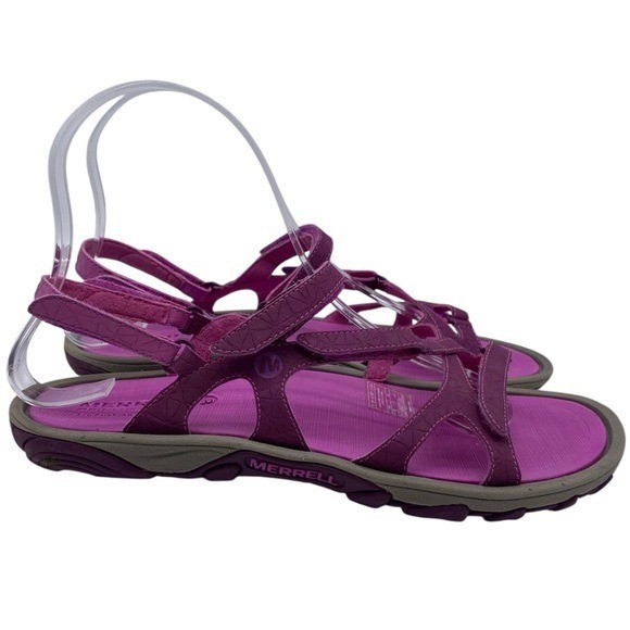Merrell scarpe donna sandali Enoki taglia 7 rosa viola piatti casual outdoor cinturino