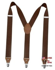 1.4 Wide Suspender with 3 Strong Clips Adjustable Braces for Men Coffee