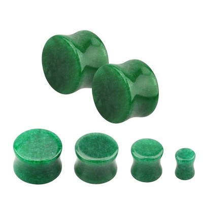 Jade Stone Double Flare Concave Tunnels Ear Gauges Plugs Expanders Piercing Pair