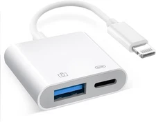 [Apple MFi Certified] Lightning to USB Camera Adapter with Charging Port