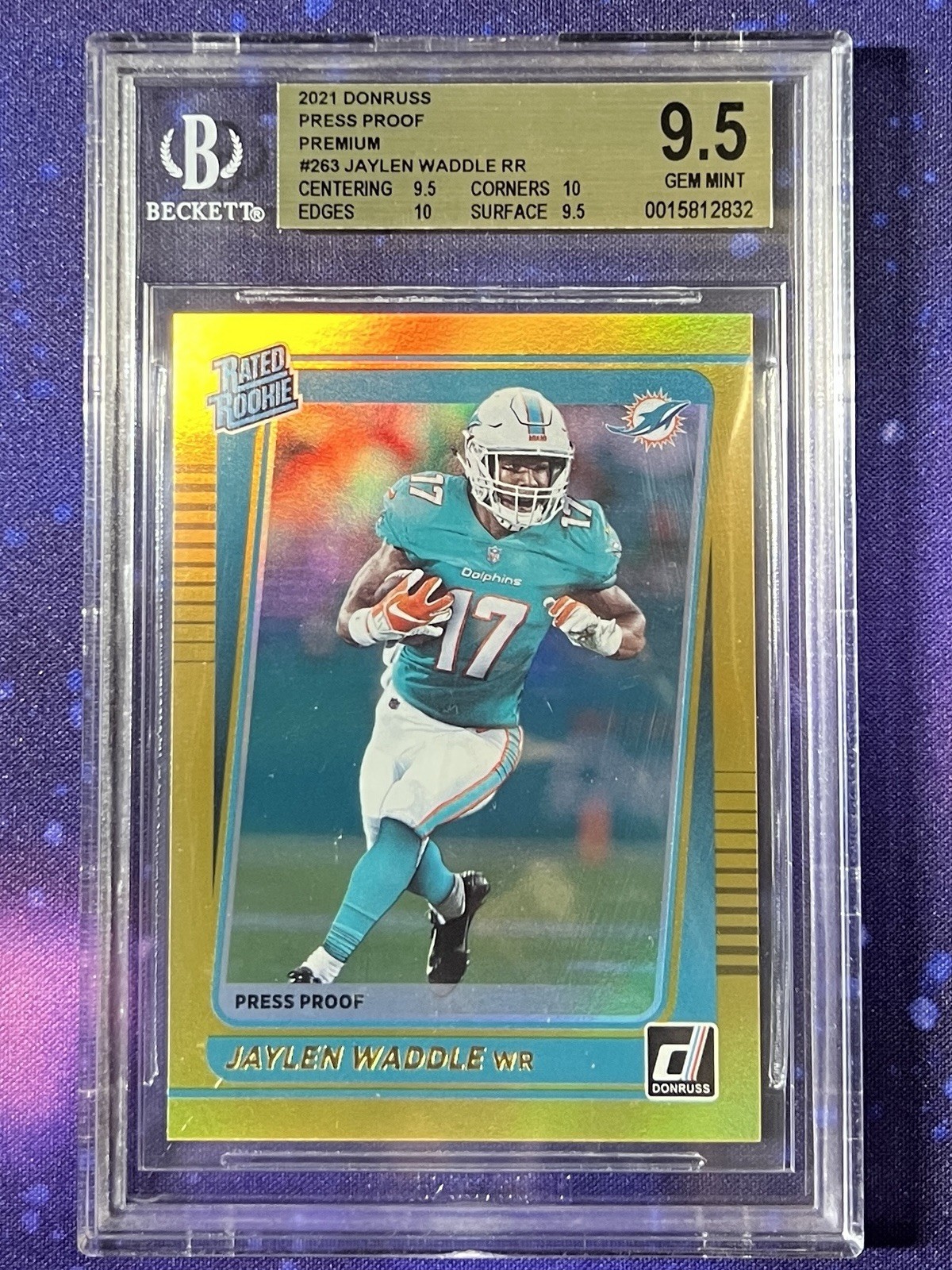 2021 Panini Donruss Rated Rookie Jaylen Waddle #263 Press Proof Premium BGS 9.5