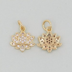 Authentic Lotus Flower Pendant 1Ct Round Cut Simulated Diamond In 14K Yellow Gold Plated
