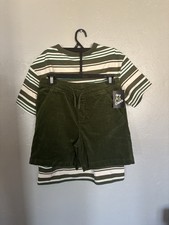 Art Class Boys XL 14 Green White Striped 2-Piece T-Shirt  Shorts Set