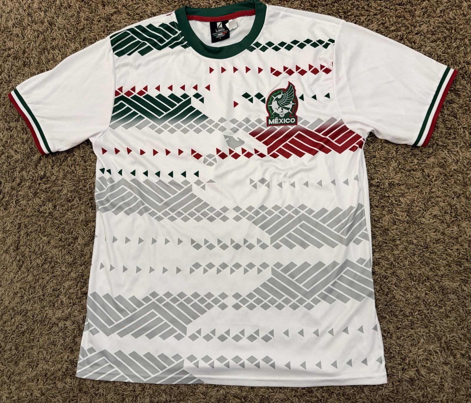Lada Mexico National Team Soccer Jersey White Red Green Fan Shirt Adult Size L