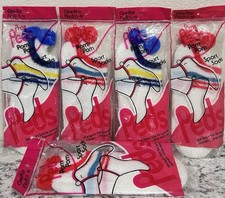 5 Pair Vintage Red Blue Pom Pom Pro Peds Ankle Socks Orlon Acrylic 8.5-11 USA