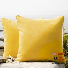 Pack of 2 Outdoor Waterproof Throw Pillow Covers 18" x 18" Pack of 2 Yellow