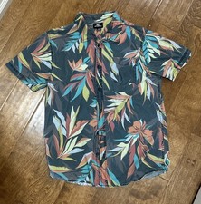 O'Neill Hawaiian Shirt Mens Medium Blue Floral Print Short Sleeve Button Up
