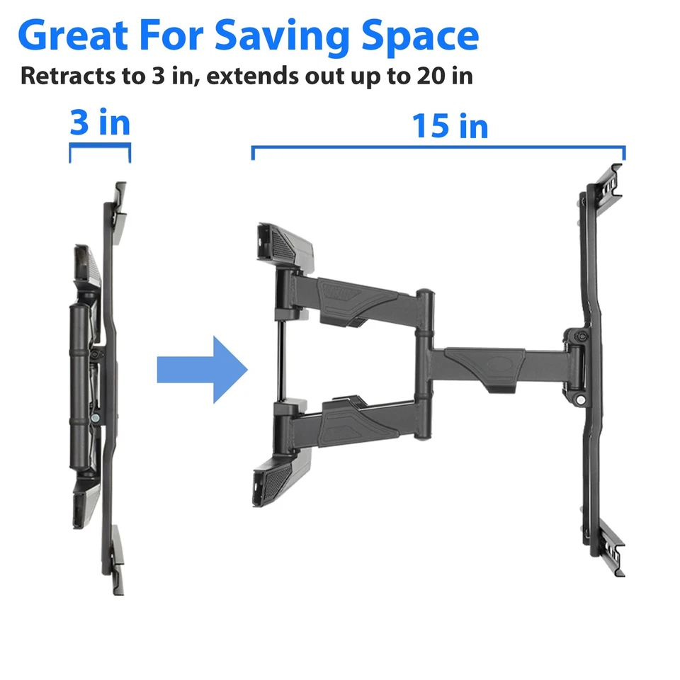 Heavy-Duty Full Motion TV Wall Mount - Articulating Swivel Bracket Fits Flat ... - Image 3 of 4