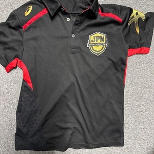 ASICS JPN Wrestling Team Polo Shirt Black Size M Japan Wrestling Rare
