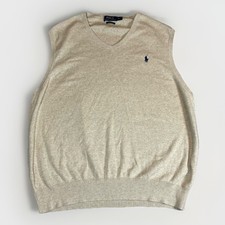 POLO Ralph Lauren PONY Knit 100 PIMA Cotton Sweater Vest Men's XL Beige