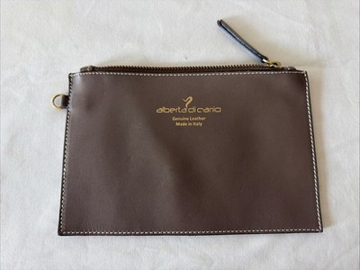 Alberta di Canio Genuine Leather Zip Pouch Made in Italy 8x5 Taupe Wristlet