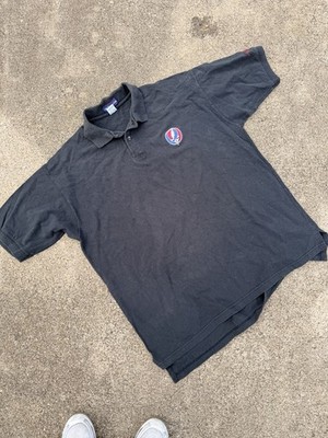 Grateful Dead Polo Shirt Mens 2XL Black Steal Your Face Embroidered Rock Y2K VTG