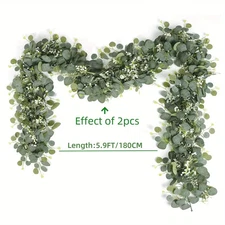 1/2/4Pcs Artificial Eucalyptus Leaves DIY Greenery Garland Artificial Plants Vin